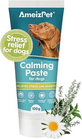 AmeizPet Pasta Calmante para Perros - Productos Naturales Calmar Perros Aliviar El Estrés con Extracto De Té Verde, Tranquilizante para Perros Pasta Calmante Natural Anti-Estrés - 100 g (3.5 Oz)  