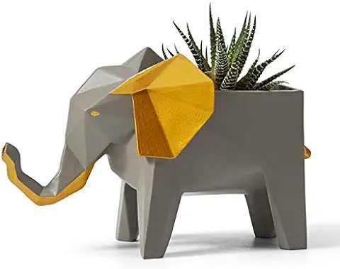 Amoy-Art Decorativa Figura Elefante Escultura Macetas de Planta Suculenta Resina Regalo 17cm  