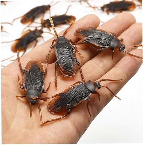 AMOYER 10pcs Divertido Cucaracha Decoración Bromas Trucos Bromas Novedad de la Diversión de Simulación Falsos Cucaracha Juguetes  