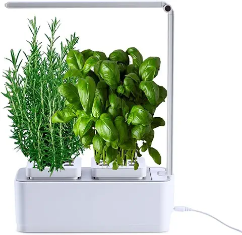 AmzWOW Clizia Smart Garden Huerto de Interior, Sistema de Cultivo Hidropónico para Cultivar Plantas y Semillas Aromaticas - Jardinera de Interior de Hierbas con luz de Crecimiento LED (Blanco)  