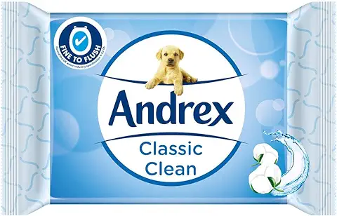 Andrex Classic Clean Washlets - Tejido Húmedo para Inodoro, sin Plástico y Biodegradable  