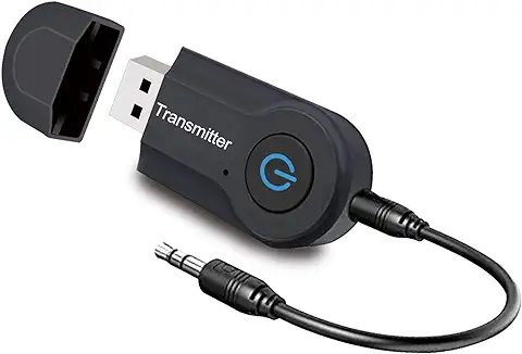 Andven Transmisor Bluetooth, USB Portátil Inalámbrico Música Adaptador Transmitter, para TV/Desktops/Laptops, Baja Latencia, Alta Fidelidad Estéreo, Plug and Play  