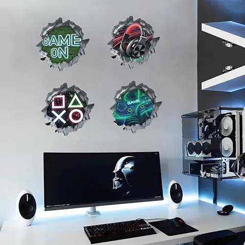 ANHUIB Adhesivos de Pared de 3D Gamer,Pósters para Videojuegos,Pegatina de Pared Gamer,Pegatinas Infantiles Pared Gamer,Adhesivos de Pared para Niños Adolescentes,Gaming Impresiones de Cuadros Decor  