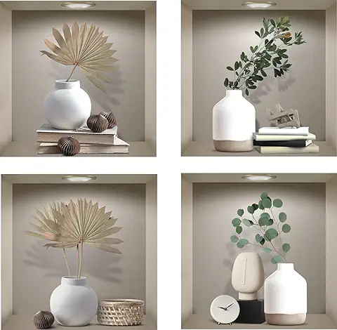 ANHUIB Pegatinas de Pared de Planta 3D,Etiqueta de Pared del Planta,DIY Etiquetas del arte del Florero Sala de Estar Decoración,Pegatinas Decoración de Vinilo para Dormitorio Oficina Deco,30 × 30 cm  