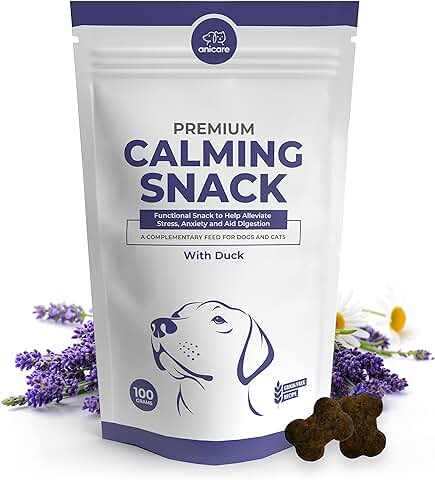 Anicare Premium Calming Snack – Snack Funcional para Aliviar el Estrés y la Ansiedad en Perros y Gatos - con Lavanda y Manzanilla, Probióticos, Vitaminas y Minerales.  