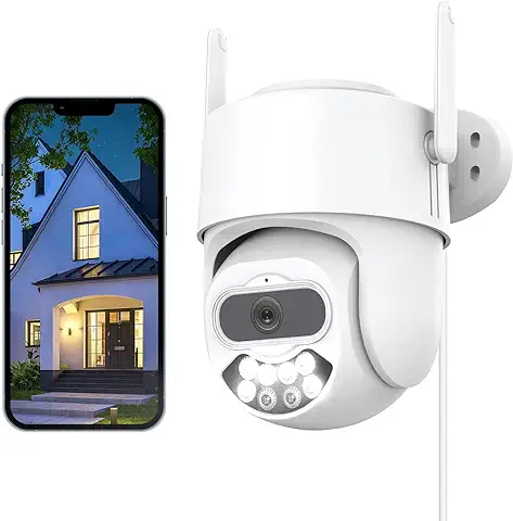 Anksono 2K Camara Vigilancia WiFi Exterior, Cámara IP Vigilancia Domicilio con Visión Nocturna, Seguimiento Automático, Alerta de Movimiento, Audio Bidireccional, Soporte Cloud/Tarjeta SD,IP66  