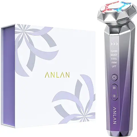 ANLAN Multipolar Radiofrecuencia Facial, Masajeador Facial Eléctrico, modo Calor y Frío, LED Luz Terapía, Antienvejecimiento y Antiarrugas, Mejora la Hidratación y Luminosidad de la piel (Morado)  