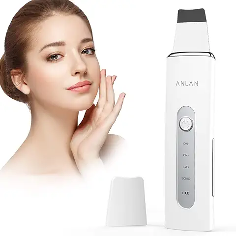 ANLAN Peeling Ultrasónico Facial Skin Scrubber Exfoliación, Limpiador de Poros para Limpieza y Cuidado (Blanco + Gris)  