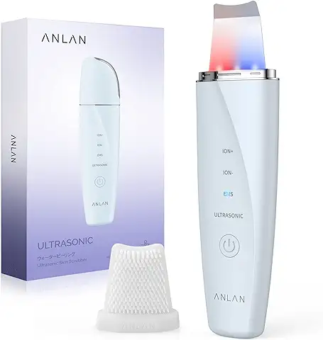 ANLAN Peeling Ultrasonico Facial, Skin Scrubber, Bajo Nivel de Ruido, Luz Roja& Azu, Ultrasónico Exfoliador Limpiador de Poros, Limpiador Facial Ultrasonico, Peeling Facial, EMS Cuidado, IPX5