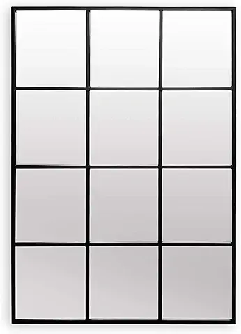 Antic by Casa Chic - Espejo de Pared con Forma de Ventana Rectangular - Marco Sólido - 90x60 cm - Metal Galvanizado – Negro  