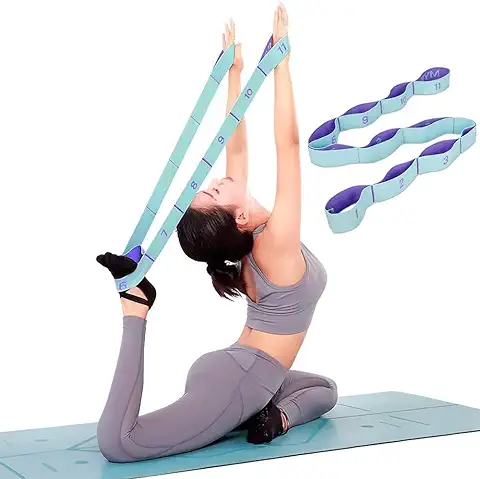 Anvin Correa de yoga para Ejercicio, Bandas Elásticas de Ejercicio de Entrenamiento con 11 Anillos, Adecuada para la Práctica para Yoga, Pilates, Entrenamiento Fisioterapia, Cuarto de Gimnasio, para  