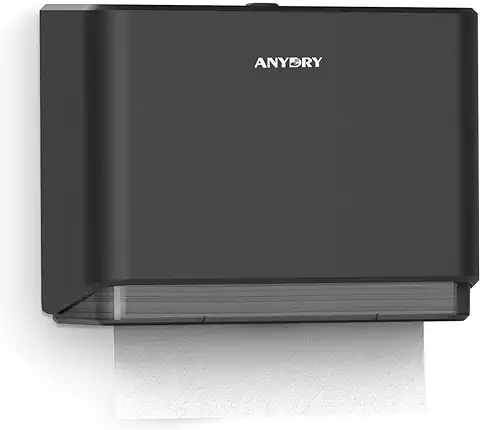 Anydry 5101 Dispensador de Toallas de Mano Higiénico ABS Dispensador de Papel Toalla Comercial Montado en Pared Negro  