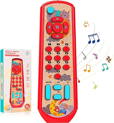 Aolso Mando TV Juguete Bebe, Juguetes Musicales para Niños,Juguetes Música TV de Control Remoto, El Aprendizaje a Distancia Juguetes de Bebé con Mando, Juguetes Educativos para Aprendizaje(Rojo)  