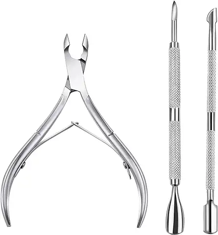 AONAT 3PCS Corta Cuticulas Alicate Para Cutículas y Herramienta de Cortador de Cutículas, Pinza de Cutículas con Levantador de Cutícula Removedor para Las Uñas de Dedos de Manos y Pie  