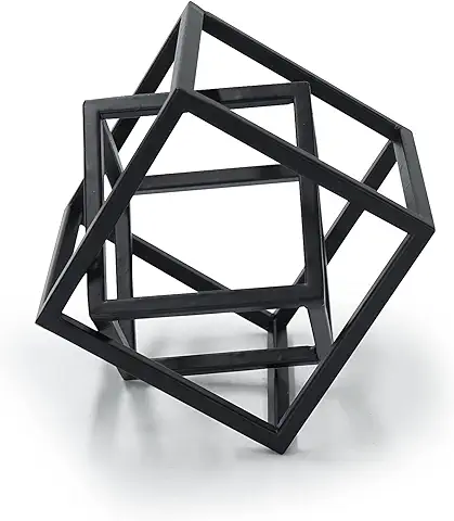Aoneky Estatua de Cubo Geométrico - Figura Decorativa de Hierro, Estilo Minimalista Moderno, Regalo Original de Navidad, Decoración para Hogar Casa Oficina, Color Negro  