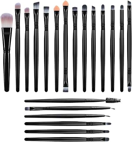 AOOWU Set de Brochas de Maquillaje Ojos, 20pcs Pinceles Maquillaje Profesional, Brocha Corrector Ojeras, Brochas Maquillaje para Sombras, Delineado, Difuminado, Crea un Look Perfecto