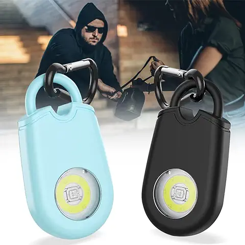 Aoreun Alarma Personal de Emergencia, 2 Piezas Alarma Personal Autodefensa,130dB Alarma Seguridad Autodefensa con Luz LED Llaveros Llavero Defensa Personal para Mujeres,Niños,Ancianos,Turno Nocturno  