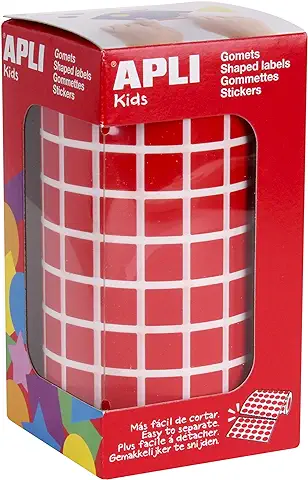 APLI Kids 4873 - Rollo de Gomets Cuadrados 10,0 mm, Color rojo  