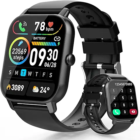 Aptkdoe Reloj Inteligente Hombre Mujer con Llamadas Bluetooth, 1.85" HD Smart Watch, 112 Modos Deportivos Smartwatch, Impermeable IP68 Pulsera Actividad con Pulsómetro/Monitor Sueño/Podómetro  