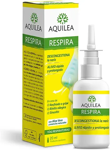 AQUILEA Respira Spray 20 ml - Para la Congestión Nasal - Alivio Rápido y Prolongado - Con Eucalipto, Aloe Vera y Esencias Naturales  