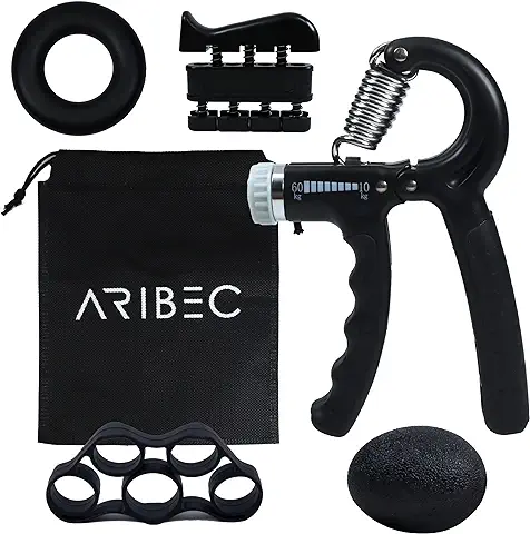 ARIBEC Hand Grip Profesional Set de 5 Ajustable con Bolsa, Fortalecer Antebrazo con Ejercicio en Casa, Handgrip Ejercitador de Manos Completo para Ejercitar Antebrazo de Forma Comoda  