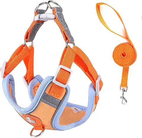 Arnés para Perros SonoReno - Arnés de Chaleco Ajustable, Chaleco Suave Reflectante, Correas - para Gatos y Cachorros，s-Naranja  