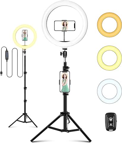 Aro de Luz con Trípode 10", ITSHINY LED Anillo de Luz 3 Colores 11 Brillos Regulables, Wireless Control Remoto y Alimentado por USB, Aro de luz para Movil Tiktok Fotografía Maquillaje Selfie Youtube  