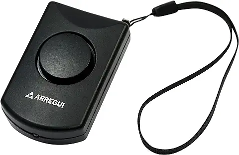 Arregui AL004 Alarma de Seguridad Personal de alta Potencia, Alarma Disuasoria, Alarma de Peligro y Emergencia, 130 dB, con Cordón, clip para la Cintura y Linterna  