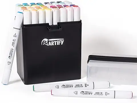 ARTIFY 48 Marcadores de Pincel de Cincel, Marcadores de Artista Profesionales de Doble Punta, Juego de Rotuladores de Dibujo con Estuche para Colorear Adultos  