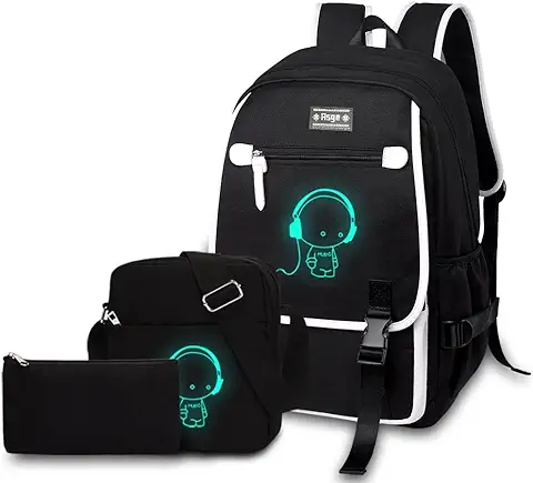 Asge Mochila Escolar para Niños y Adolescentes, Nailon, Grande, de 8 a 16 Años, Impermeable, Negro, Talla única  