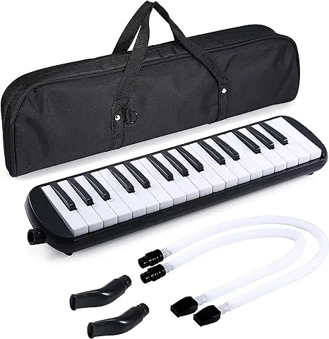 Asmuse Melodica 32 Teclas Set Melódico Piano de Viento Musicales Instrumento con 4 Boquillas y Paño de Limpieza, Bolsa de Transporte  