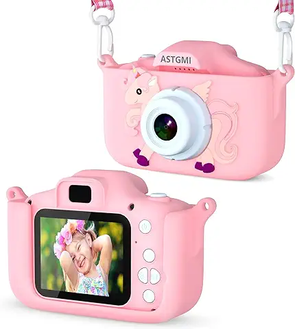 ASTGMI Juguetes de Cámara para Niños para Niños y Niñas, 1080P HD Camara Fotos Infantil, Cámara Fotos Niños, Cumpleaños de para Niños de 3 4 5 6 7 8 9 10 Años, con Tarjeta SD de 32 GB (Rosa)  