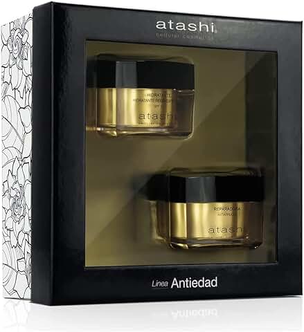 Atashi Cofre de Belleza Ritual Hidrata y Repara, Crema Hidratante Redensificante SPF 15 + Crema Reparadora Antiarrugas SPF 15, Con Retinol y Spilanthol50, 50 ml + 50 ml  