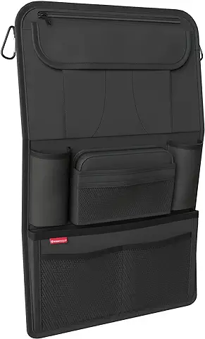 ATHLON TOOLS Organizador de Asiento de Coche con Soporte para Tablet Integrado, Parte Trasera Reforzada, con Estuche Extra para Lápices, para Negocios y Niños, Diseñado en Hamburgo  