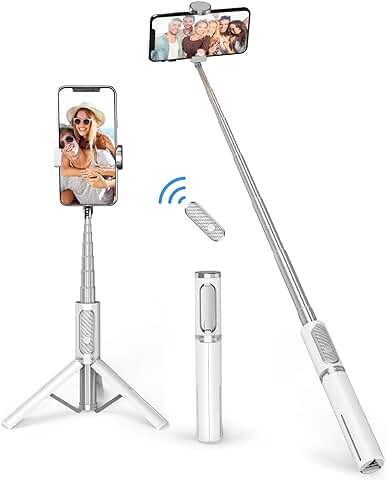 ATUMTEK Palo Selfie Bluetooth, Mini Extensible 3 en 1, Barra para Selfie de Aluminio con Mando a Distancia Inalámbrico, Giratorio 360°, para IPhone 12/11 Pro/XS Max/XS/XR/X/8/7, Samsung Smartphones  