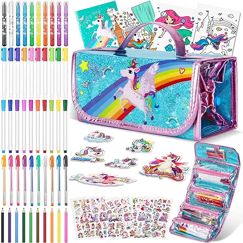 Auney Estuche Escolar Set Papeleria Regalo, Kit di Juguetes Unicornios  