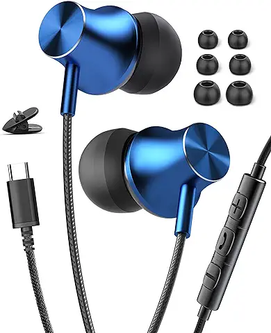 Auriculares Tipo C para Samsung S23 S22 Ultra A53 A54 A34 IPhone 15 Pro Auriculares USB C con Microfono Auriculares Cable para Samsung S21 S20 A33 Z Fold 5 Realme OnePlus 11 Pro Google Pixel 7 8 Pro  