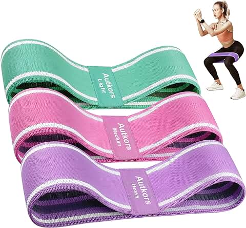 Autkors Bandas Elasticas Musculacion, Juego de 3 Antideslizantes Bandas Elásticas Gluteos con 3 Niveles, Bandas de Resistencia para Piernas, Brazos, Yoga, Pilates etc.  