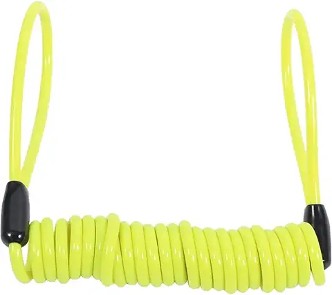 AUTOZOCO Cable Candado, Cable de Seguridad para Vehículos de dos Ruedas, Cable de Recordatorio Antirrobo, Cable Protección Motos, Scooters y Bicicletas, Amarillo, Diámetro Cable 2 mm, 120 cm Largo  