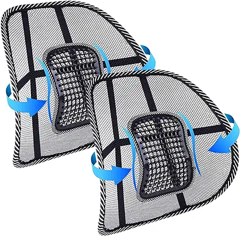 AUTOZOCO Pack de 2 Soportes Trasero para Silla de Oficina, Cojines Lumbares Silla para Silla de Oficina o Coche, Soportes Lumbares de Malla, Alivio Dolor Espalda Malas Posturas Sentado, 2 Unidades  