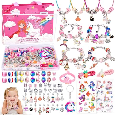 AUTTOYS Kit Abalorios para Hacer Pulseras, Manualidades, Juegos para Crear Joyas, Regalo para Niña 4 5 6 7 8 9 10 11 12 Años  