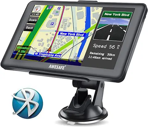 AWESAFE Navegador GPS con Bluetooth para Coches/Camiones/Autocaravana/Autobús/Furgoneta, con Mapas Europeos de 48 Países y 7 Pulgadas Pantalla Táctil  