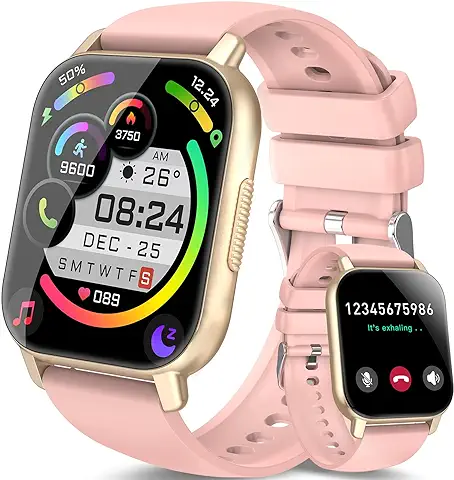 Aycy Reloj Inteligente Mujer Hombre, 1.85" Smartwatch con Llamadas，Pulsera Actividad con Monitor de Ritmo Cardíaco y Sueño, 112 Modos Deportivos Impermeable IP68 Compatible con Android/iOS, Rosa  