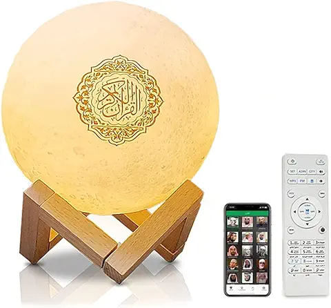 AYYDS Quran Lámpara de Luna, Altavoz Bluetooth Smart Touch, Luz Nocturna 3D, luz de luna de 7 Colores, Lámpara de Noche LED, Cambio de Color (A)  