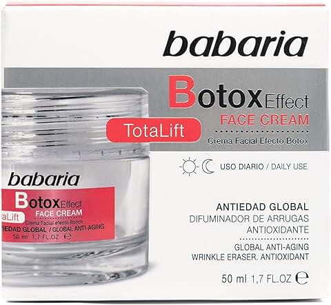 Babaria - Crema Facial Botox Effect Total Lift, Crema Facial Anti Arrugas, Efecto Antioxidante y Antiedad, con Tripéptido Botox-Like, Vitamina E y Escualano, 100% Vegano - 50 ml  