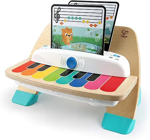 Baby Einstein, Hape, Piano Magic Touch, Juguete Musical de Madera, Instrumentos Musicales Electrónicos para Niños, Incluye 3 Partituras y 6 Canciones, Volumen Ajustable, a Partir de 6 Meses  