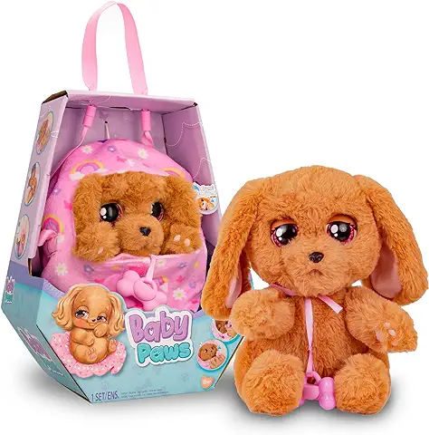 BABY PAWS Sleeping Puppies Cocker- Peluche Interactivo con Sonidos que Abren y Cierran los Ojitos e Incluyen una Bolsita-Manta-Regalo óptimo para Niños y Niñas +3 Años  