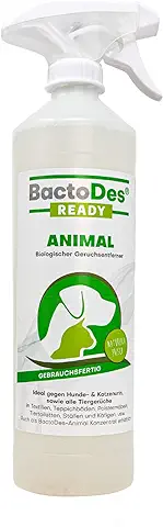 BactoDes Animal Ready, Eliminador de Olores y Manchas. Spray Listo para Usar. Limpiador Enzimático Contra Orina de Gato, Perro, Olores de Animales, 1 L.  