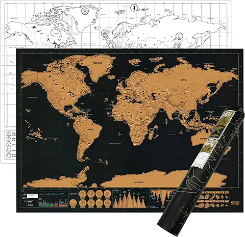 Badaren Mapa Mundi Rascar, Mapa Europa Rascar, Mapa de Viajes para Rascar, Regalo Original Scratch Off Travel Map, Mapas del Mundo para Marcar Viajes, Amante de los Viajes-42.5x30cm  