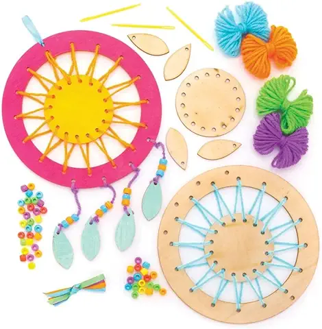 Baker Ross Kit de Atrapasueños de Madera (paquete de 4) para que los Niños Hagan, Personalicen y Exhiban para Actividades de Manualidades  